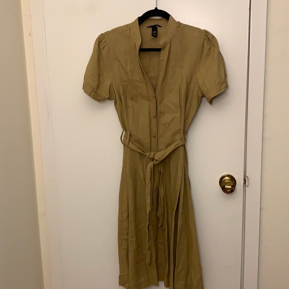 Tan button up dress!